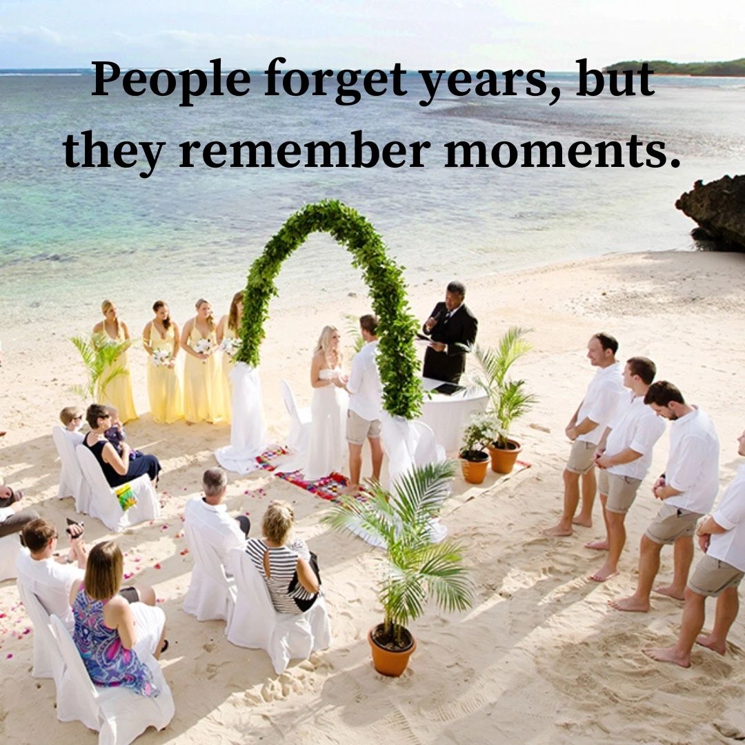 Wedding reception with the quote about remembering moments