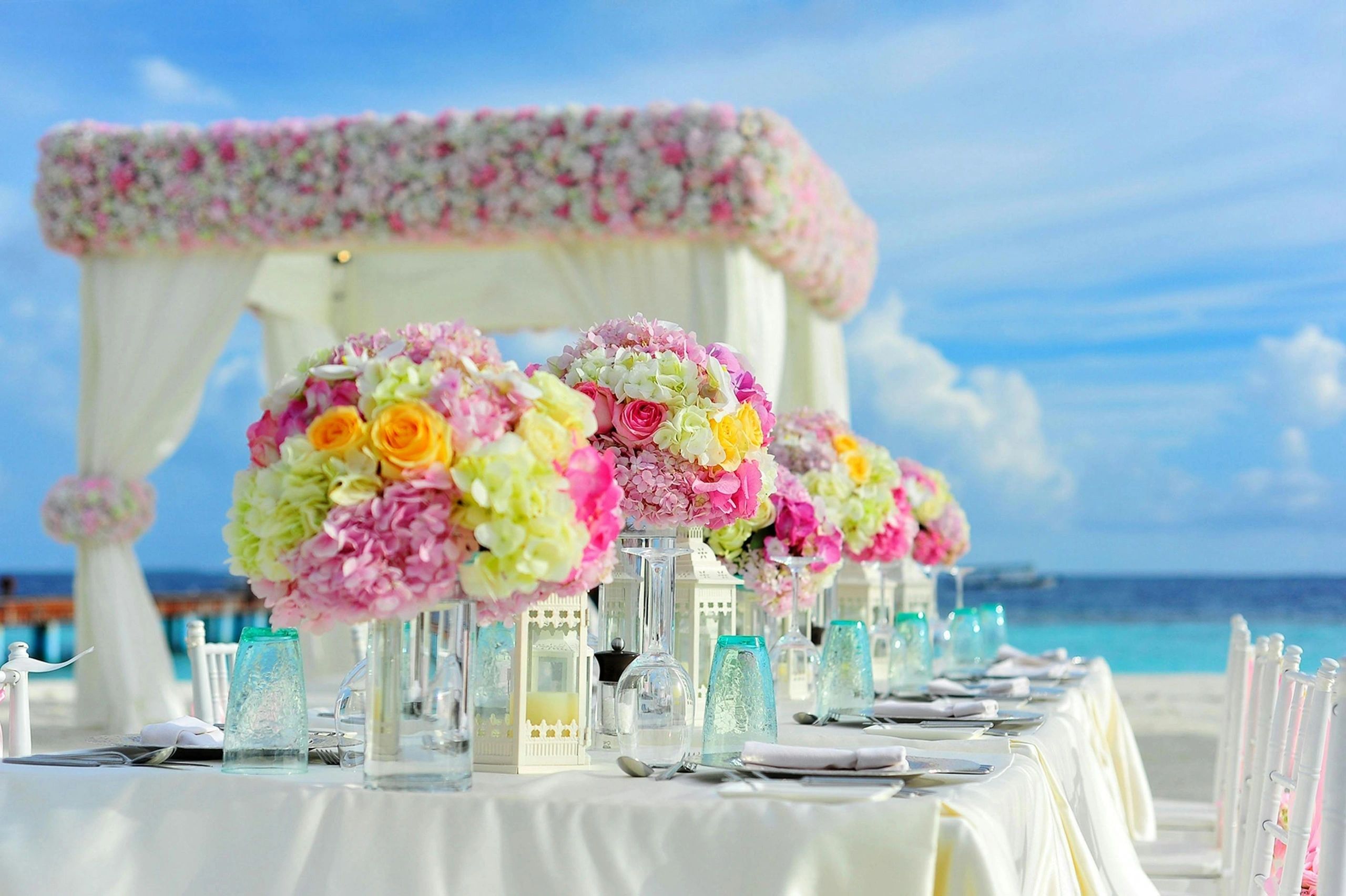 Beach wedding reception