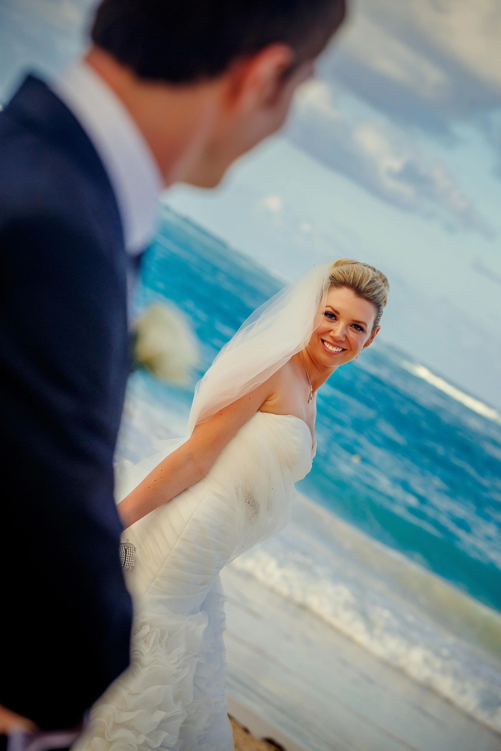 destination wedding couple getting married on the beach