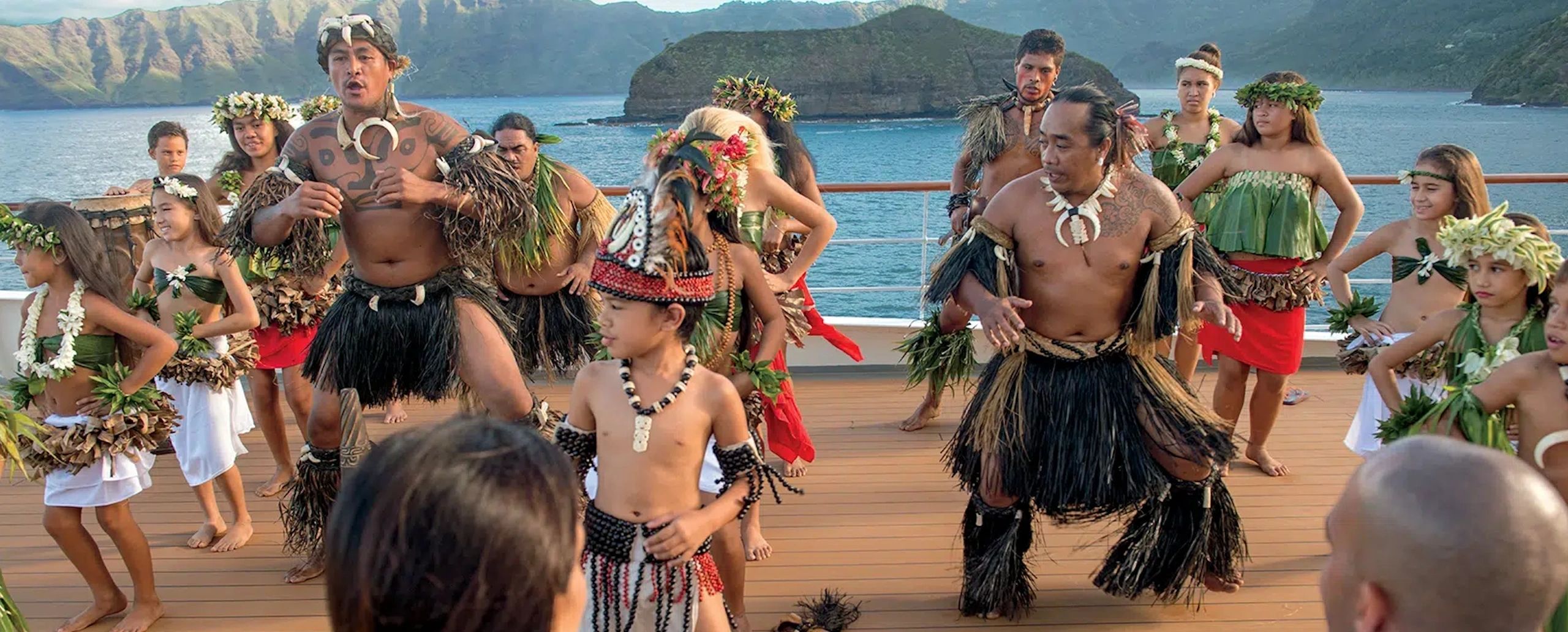 Dancers performing at a tropical resort celebration