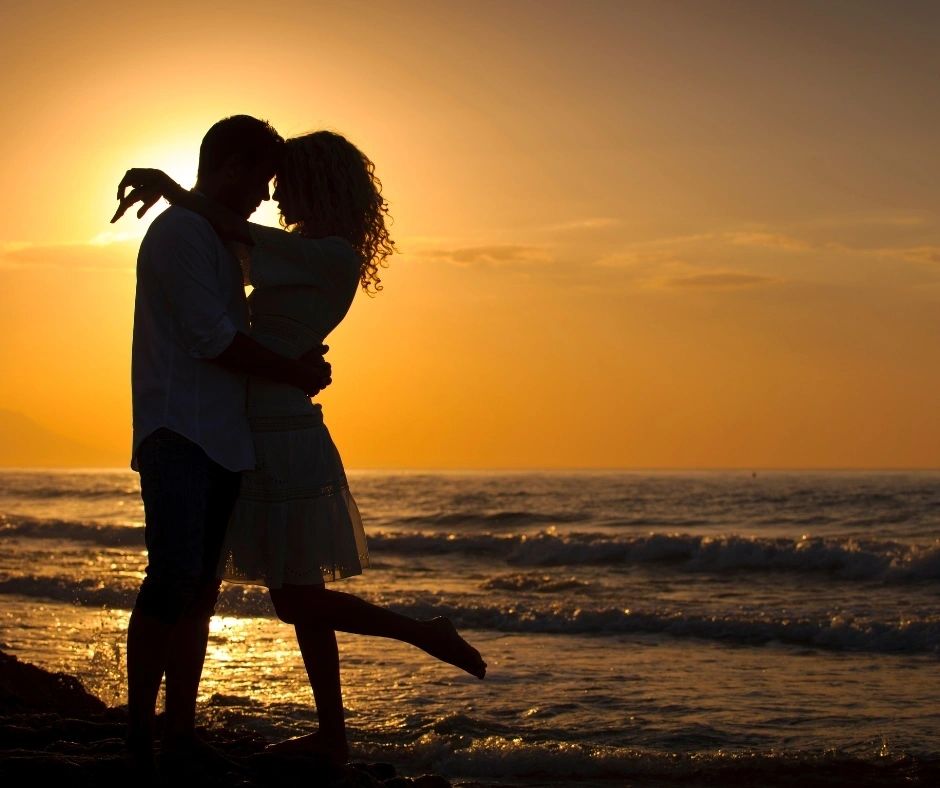 romantic sunset in Bora Bora