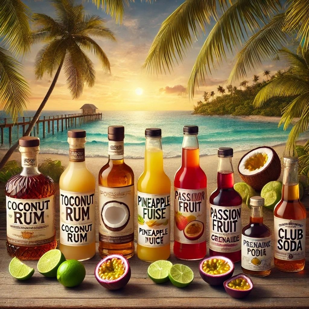ingredients that go into the tropical bliss signature cocktail for a destination wedding